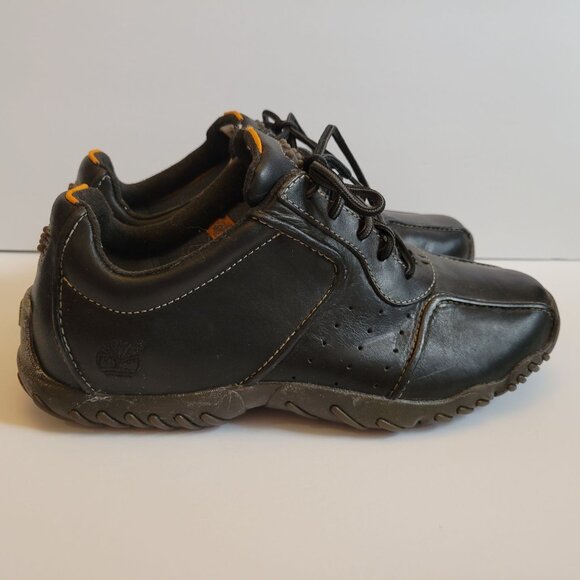 Timberland Mens Black Leather Sneakers Size 9 Lace-Up Athletic Shoes - Picture 1 of 5